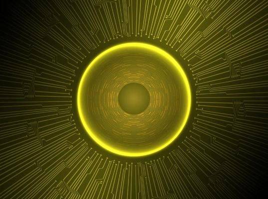 Modern Holographic Eye ball on Technology Background