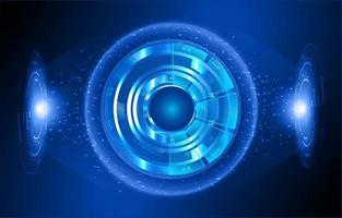 Modern Holographic Eye on Technology Background vector