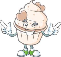 White cream love cupcake cartoon character style vector