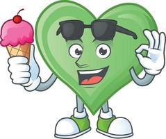 Green love cartoon character style vector