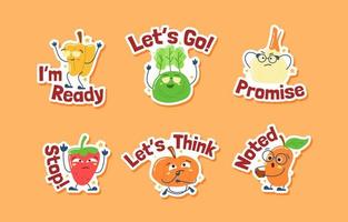 Fruits Character of Chat Sticker Set vector