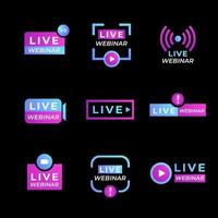 Generic Live Webinar Icon Badges Collection vector