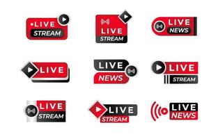 Set of Live Streaming Badges vector