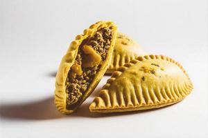 traer un toque de sofisticación a tu relacionado con la comida proyectos con nuestra empanadas en un blanco antecedentes. escaparate el Rico sabores y diversidad de latín americano cocina foto