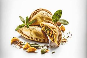 Bring a touch of sophistication to your food-related projects with our Empanadas on a white background. Showcase the rich flavors and diversity of Latin American cuisine photo
