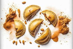 Bring a touch of sophistication to your food-related projects with our Empanadas on a white background. Showcase the rich flavors and diversity of Latin American cuisine photo