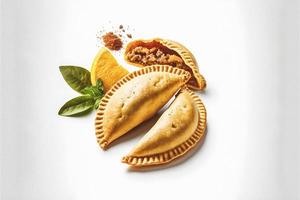 Bring a touch of sophistication to your food-related projects with our Empanadas on a white background. Showcase the rich flavors and diversity of Latin American cuisine photo