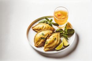 Bring a touch of sophistication to your food-related projects with our Empanadas on a white background. Showcase the rich flavors and diversity of Latin American cuisine photo