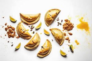 Bring a touch of sophistication to your food-related projects with our Empanadas on a white background. Showcase the rich flavors and diversity of Latin American cuisine photo