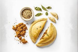 traer un toque de sofisticación a tu relacionado con la comida proyectos con nuestra empanadas en un blanco antecedentes. escaparate el Rico sabores y diversidad de latín americano cocina foto