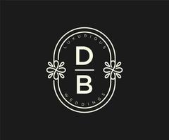 DB Initials letter Wedding monogram logos template, hand drawn modern minimalistic and floral templates for Invitation cards, Save the Date, elegant identity. vector