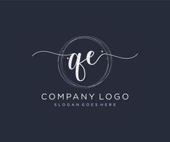 Initial QE feminine logo. Usable for Nature, Salon, Spa, Cosmetic and Beauty Logos. Flat Vector Logo Design Template Element.