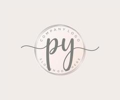 Initial PY feminine logo. Usable for Nature, Salon, Spa, Cosmetic and Beauty Logos. Flat Vector Logo Design Template Element.