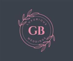 GB Initials letter Wedding monogram logos template, hand drawn modern minimalistic and floral templates for Invitation cards, Save the Date, elegant identity. vector