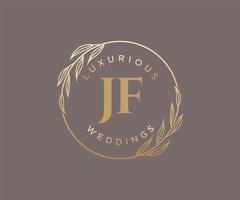 JF Initials letter Wedding monogram logos template, hand drawn modern minimalistic and floral templates for Invitation cards, Save the Date, elegant identity. vector