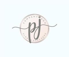 logotipo femenino pj inicial. utilizable para logotipos de naturaleza, salón, spa, cosmética y belleza. elemento de plantilla de diseño de logotipo de vector plano.