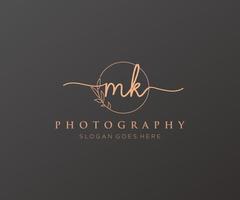 Initial MK feminine logo. Usable for Nature, Salon, Spa, Cosmetic and Beauty Logos. Flat Vector Logo Design Template Element.