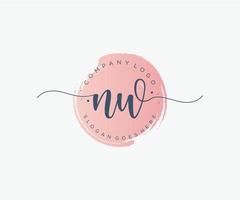 Initial NW feminine logo. Usable for Nature, Salon, Spa, Cosmetic and Beauty Logos. Flat Vector Logo Design Template Element.