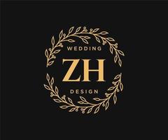 colección de logotipos de monograma de boda con letras iniciales zh, plantillas florales y minimalistas modernas dibujadas a mano para tarjetas de invitación, guardar la fecha, identidad elegante para restaurante, boutique, café en vector