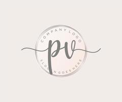 Initial PV feminine logo. Usable for Nature, Salon, Spa, Cosmetic and Beauty Logos. Flat Vector Logo Design Template Element.