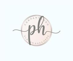 Initial PH feminine logo. Usable for Nature, Salon, Spa, Cosmetic and Beauty Logos. Flat Vector Logo Design Template Element.