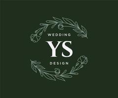 YS Initials letter Wedding monogram logos collection, hand drawn modern minimalistic and floral templates for Invitation cards, Save the Date, elegant identity for restaurant, boutique, cafe in vector