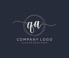 Initial QA feminine logo. Usable for Nature, Salon, Spa, Cosmetic and Beauty Logos. Flat Vector Logo Design Template Element.