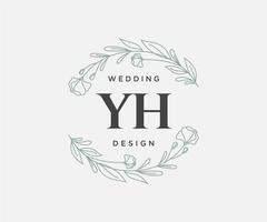 colección de logotipos de monograma de boda con letras iniciales de yh, plantillas florales y minimalistas modernas dibujadas a mano para tarjetas de invitación, guardar la fecha, identidad elegante para restaurante, boutique, café en vector