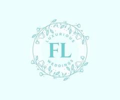 plantilla de logotipos de monograma de boda con letras iniciales fl, plantillas florales y minimalistas modernas dibujadas a mano para tarjetas de invitación, guardar la fecha, identidad elegante. vector