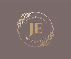 JE Initials letter Wedding monogram logos template, hand drawn modern minimalistic and floral templates for Invitation cards, Save the Date, elegant identity. vector