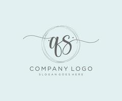 Initial QS feminine logo. Usable for Nature, Salon, Spa, Cosmetic and Beauty Logos. Flat Vector Logo Design Template Element.
