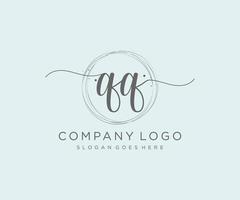 Initial QQ feminine logo. Usable for Nature, Salon, Spa, Cosmetic and Beauty Logos. Flat Vector Logo Design Template Element.