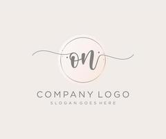 Initial ON feminine logo. Usable for Nature, Salon, Spa, Cosmetic and Beauty Logos. Flat Vector Logo Design Template Element.