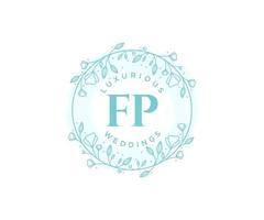 FP Initials letter Wedding monogram logos template, hand drawn modern minimalistic and floral templates for Invitation cards, Save the Date, elegant identity. vector