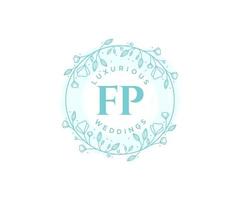 FP Initials letter Wedding monogram logos template, hand drawn modern minimalistic and floral templates for Invitation cards, Save the Date, elegant identity. vector