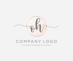 Initial OH feminine logo. Usable for Nature, Salon, Spa, Cosmetic and Beauty Logos. Flat Vector Logo Design Template Element.