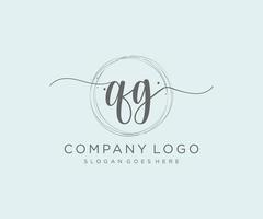 Initial QG feminine logo. Usable for Nature, Salon, Spa, Cosmetic and Beauty Logos. Flat Vector Logo Design Template Element.