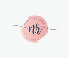 Initial NR feminine logo. Usable for Nature, Salon, Spa, Cosmetic and Beauty Logos. Flat Vector Logo Design Template Element.