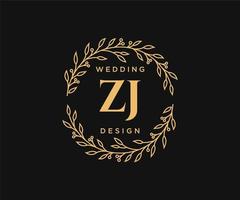 colección de logotipos de monograma de boda con letras iniciales zj, plantillas florales y minimalistas modernas dibujadas a mano para tarjetas de invitación, guardar la fecha, identidad elegante para restaurante, boutique, café en vector