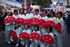 Ho Chi Minh city, Vietnam - 6 Feb 2023 Lunar New Year celebration - The dragon dance, beautiful colorful festive figure. Tet holiday background. Chinese Lunar New Year's Day, Spring Festival. photo