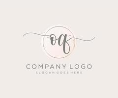 Initial OQ feminine logo. Usable for Nature, Salon, Spa, Cosmetic and Beauty Logos. Flat Vector Logo Design Template Element.