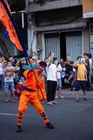 Ho Chi Minh city, Vietnam - 6 Feb 2023 Lunar New Year celebration - The dragon dance, beautiful colorful festive figure. Tet holiday background. Chinese Lunar New Year's Day, Spring Festival. photo