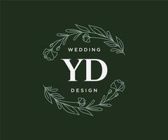 colección de logotipos de monograma de boda con letras iniciales de yd, plantillas florales y minimalistas modernas dibujadas a mano para tarjetas de invitación, guardar la fecha, identidad elegante para restaurante, boutique, café en vector