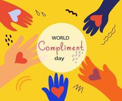 People exchange positive emotions and messages, compliment day vector