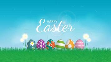 Floral happy easter greeting background vector