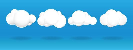Set of cute white 3d clouds vector element. Suitable for decoration of illustration