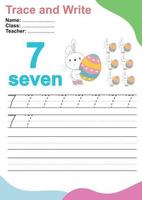 Trace and write number for children. Exercise for children to recognize the number. Educational worksheet for preschool. Vector file.