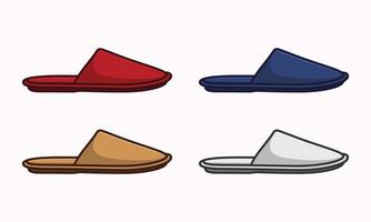 Four slipper set cartoonish vector illustration designs.