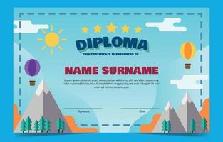 Nature Themed Children Certificate Template vector