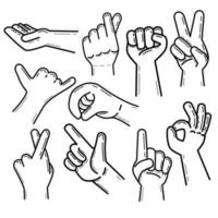 handdrawn doodle lineart outline line hand gesture various symbol creative sign vector